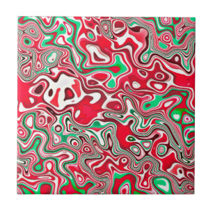 Carreau Rayures de Noël maximalistes funky ondulées tripan
