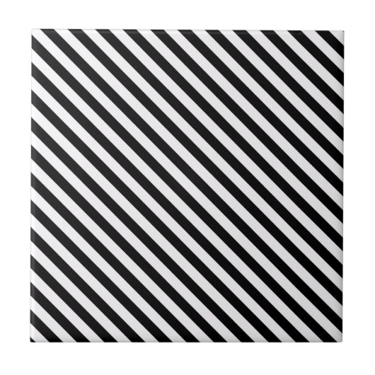 Carreau Rayures diagonales noires et blanches (Devant)