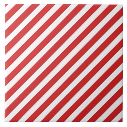 Carreau Rayures diagonales rouges et blanches (Devant)