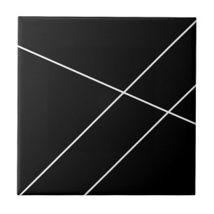 Carreau Rayures diagonales sur fond noir et blanc