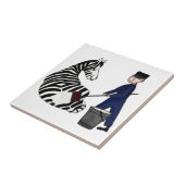 Carreau Rayures drôles de zèbre français de gardien du zoo (Côté)