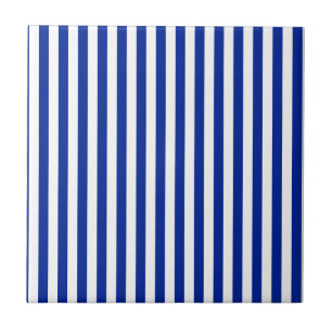 Carreau Rayures minces - blanches et bleu impérial