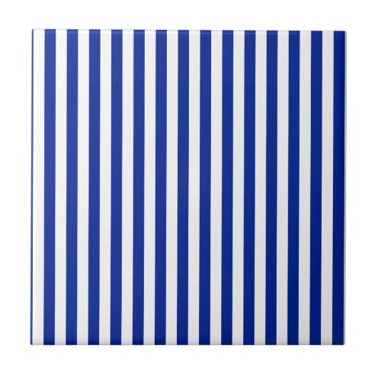 Carreau Rayures minces - blanches et bleu impérial (Devant)