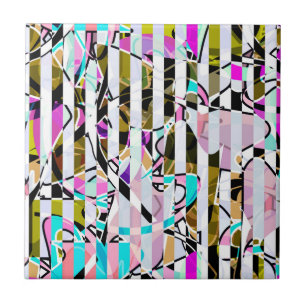Carreau rayures motif rayées Abstraites beige turquoise p