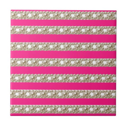 Carreau Rayures Rose Chaud, Rayures, Motif Rayé, Lignes (Devant)