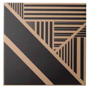 Carreau Rayures triangulaires en beige et noir