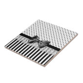 Carreau Rayures victoriennes noires et blanches avec l'arc (Côté)