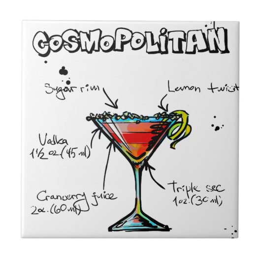 Carreau Recette cosmopolite de cocktail (Devant)
