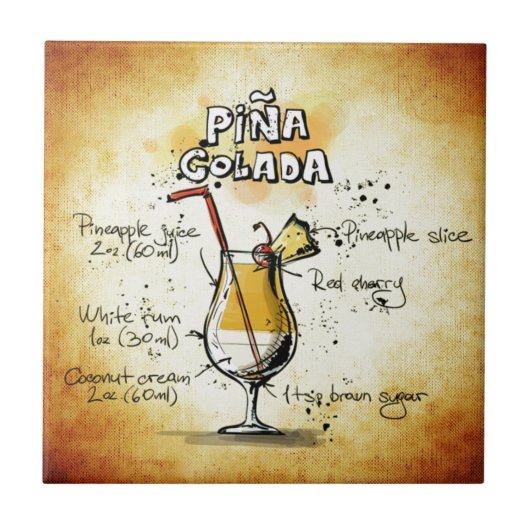 Carreau Recette de cocktail de Pina Colada (Devant)