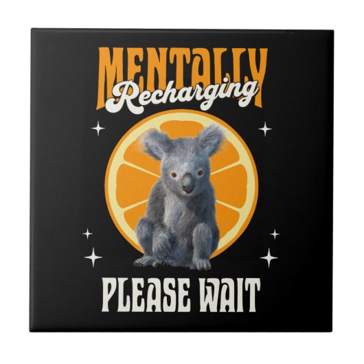Carreau Recharge mental de koala introverti design (Devant)