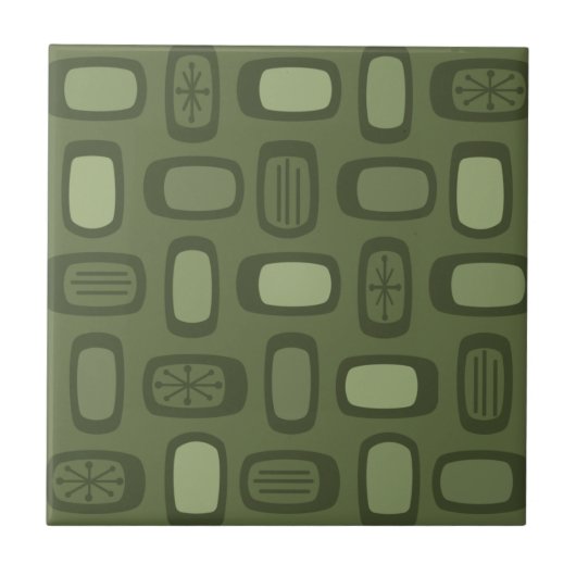 Carreau Rectangles arrondies MCM du milieu du siècle vert (Devant)