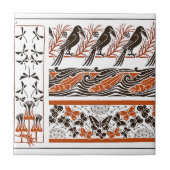 Carreau red and black Birds fish Butterfly art pattern (Devant)