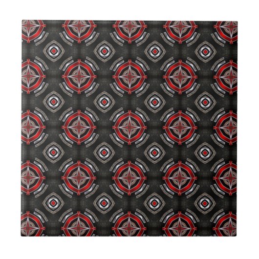 Carreau Red and Black Geometric Pattern (Devant)