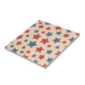 Carreau Red and Blue Stars, 4th of July, Beige Background (Côté)