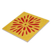 Carreau Red and Gold Sun Symbol Art Tile (Côté)