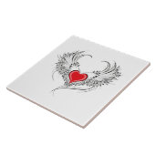 Carreau Red Angel Coeur avec ailes (Côté)