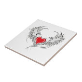 Carreau Red Angel Coeur avec ailes (Côté)