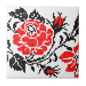 Carreau Red & Black Rose cross-stitch Russian Pattern (Devant)