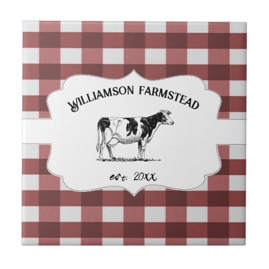 Carreau Red Buffalo Plaid Farm Cow Décor (Devant)