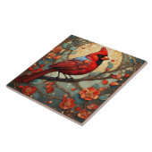 Carreau Red Cardinal Bird dans un style Art Nouveau Art Dé (Côté)