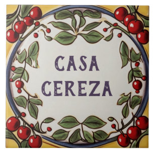 Carreau Red Cherries Custom House Nom Plaque Plaque Signal