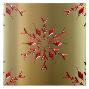 Carreau Red Christmas Stars on Gold