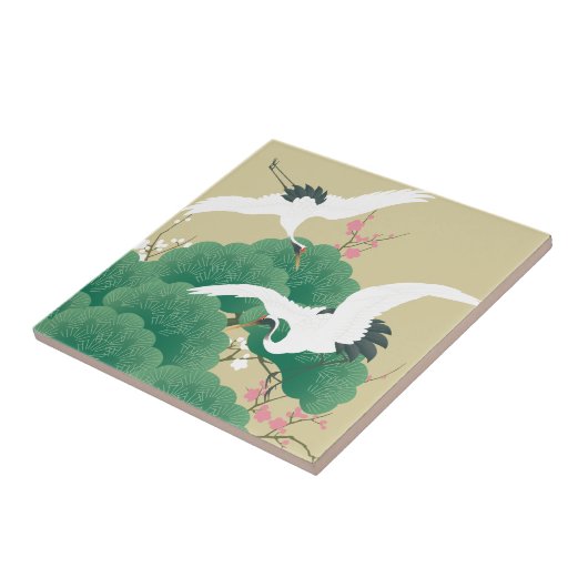 Carreau red-crowned crane (Côté)