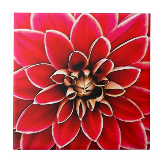 Carreau Red Dahlia, art numérique (Devant)