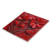 Carreau Red Flowers Ceramic Tile (Côté)