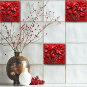 Carreau Red Flowers Ceramic Tile
