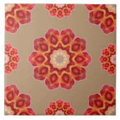 Carreau Red Geo Peony sur Fawn (Devant)