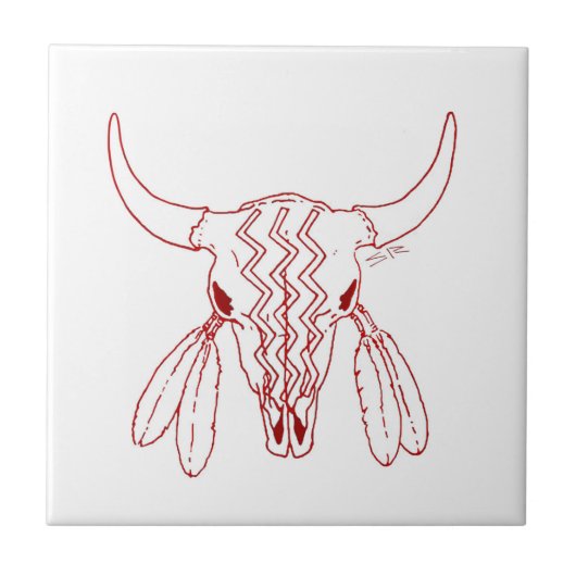 Carreau Red Ghost Dance Buffalo white small tile closeup (Devant)