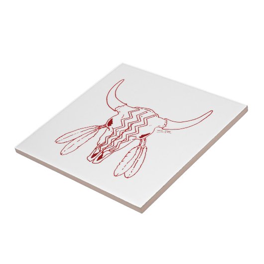 Carreau Red Ghost Dance Buffalo white small tile closeup (Côté)