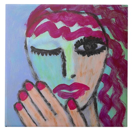 Carreau Red Hair Red Nails Abstract Portrait (Devant)