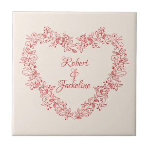 Carreau Red Heart Floral Élégant Jour Vintage des Valentin
