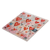 Carreau Red Hearts Whimsical Love Motif (Côté)