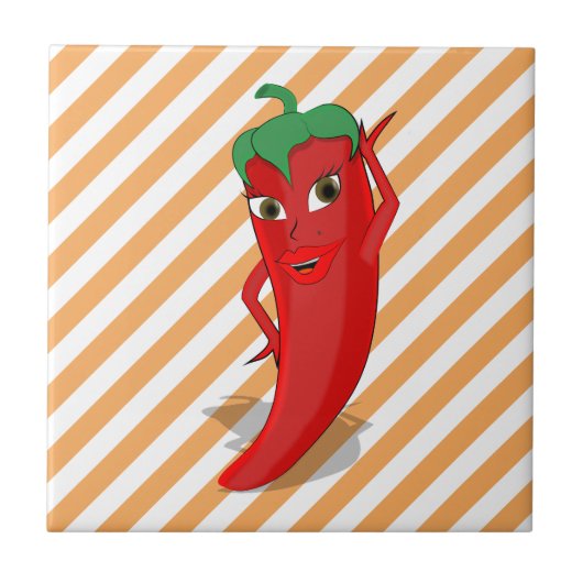 Carreau Red Hot Pepper Diva Orange Stripes (Devant)