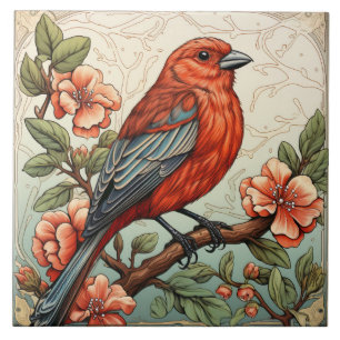 Carreau Red House Finch, Art nouveau