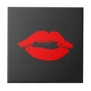 Carreau Red Lips Kisses Kiss Noir