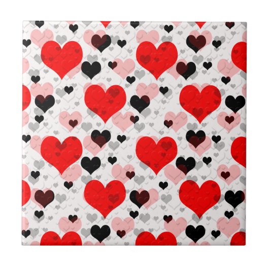Carreau Red Love Hearts Formes Abstraites (Devant)