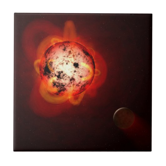 Carreau Red Nwarf Star Orbité Par Une Hypothétique Exoplan (Devant)