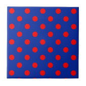 Carreau Red On Blue Polka Dots Pattern Design  (Devant)