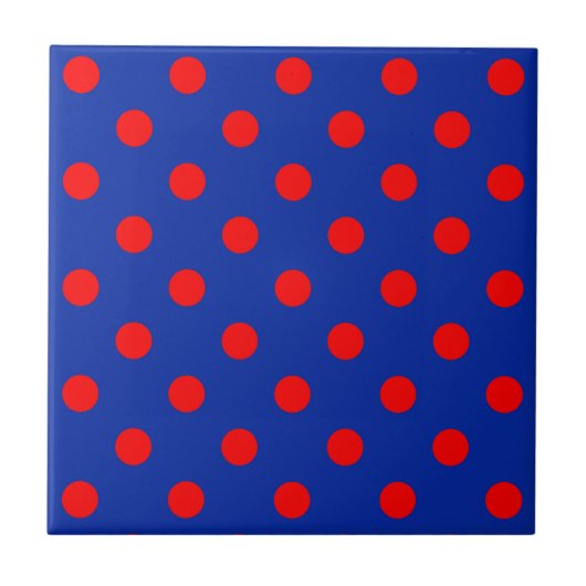 Carreau Red On Blue Polka Dots Pattern Design  (Devant)