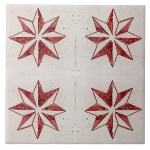 Carreau Red Stars Moderne Portugais azulejos Carrelage
