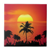 Carreau Red Sun Tropical Palm Beach (Devant)