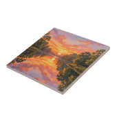 Carreau Reflet de rivière au coucher de soleil vibrant (Côté)
