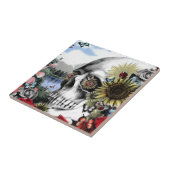 Carreau Réflexion. Crâne floral de paysage (Côté)