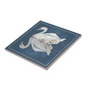 Carreau Réflexion florale en bleu cygne (Côté)