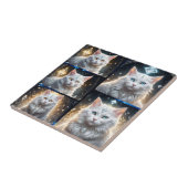 Carreau Regal Perse Blanc Fluffy Cat Photo Collage, (Côté)