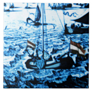 Carreau Regard vintage C4 de Delftware de bateaux